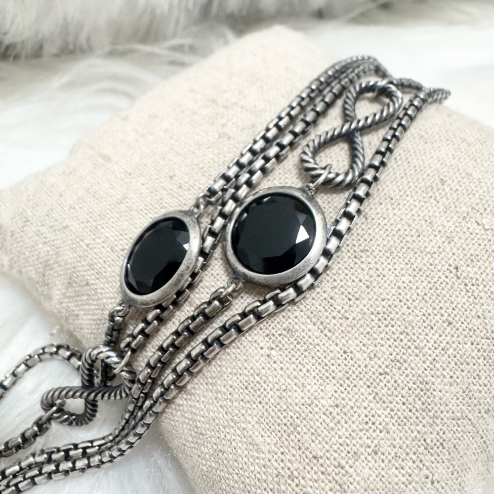 David Yurman 47” Infinity Necklace with Black Onyx .925 Sterling Silver - Picture 5 of 11